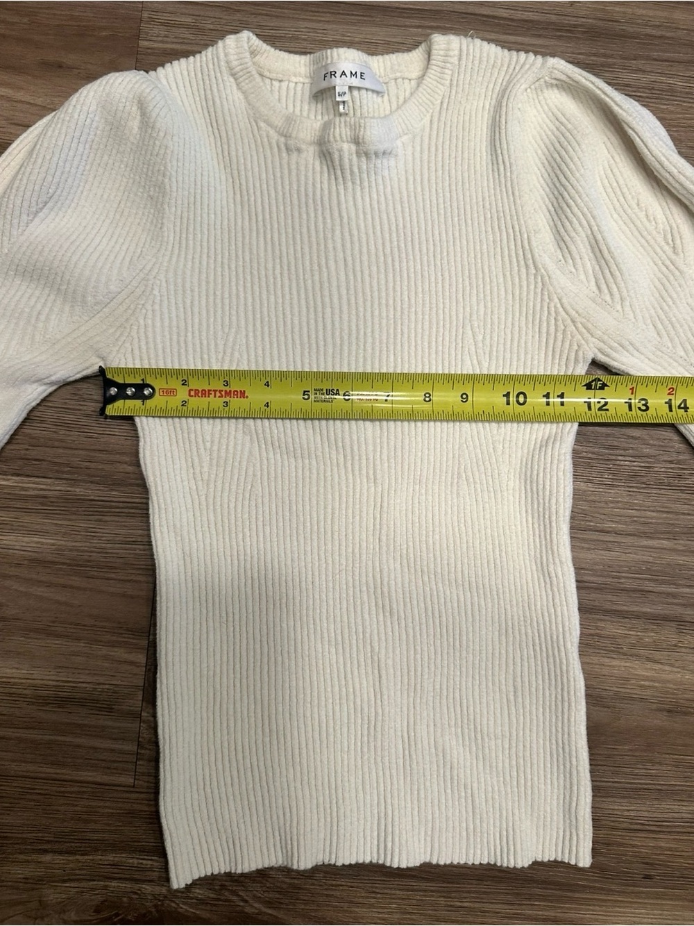 FRAME Denim White Ribbed Short-Sleeve Crewneck Top - Picture 4 of 6